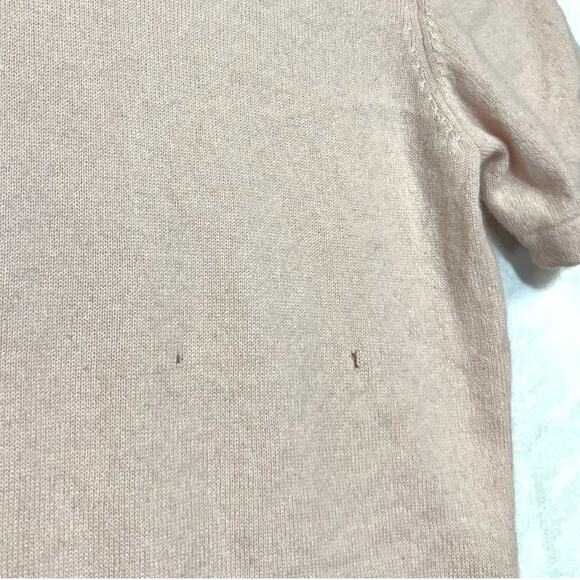 Lord & Taylor Small 100% Cashmere Sweater Top Pink Blush Coquette Cottage FLAWS - Picture 2 of 7